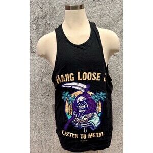 Vintage Y2K Hang Loose Listen To Metal Tank Top 2XL Alstyle Graphic Tee